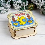 Шкатулка &quot;Мышка и зёрнышки&quot;, ламинированная, 12-12-5 см