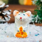 Сувенир фарфоровый &quot;Мышь с сыром&quot;, 5,5 см