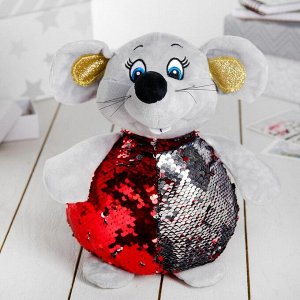 Мягкая игрушка "Мышонок" хамелеон, цвет красный-серебро, 21 см