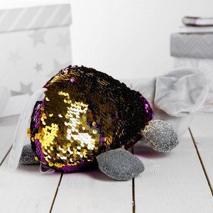 Мягкая игрушка "Мышка" хамелеон, цвет фиолетовый-золото, 26 см