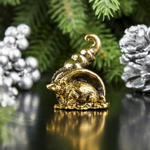 Сувенир металл "Мышка Счастья, богатства", золото, в коробке 2,8х3,7 см