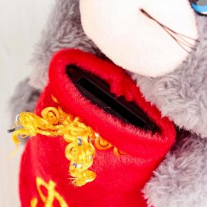 Мягкая игрушка-копилка "Мышонок в шарфе" 19 см, музыкальная, цвет МИКС