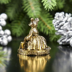 Сувенир металл "Мышка Деньги в дом", золото,  в коробке 3,5х3,7 см