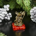 Сувенир металл на камне &quot;Мышка От сглаза&quot;, золото, в коробке 2,6х3,6 см