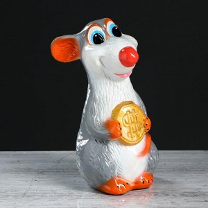 Копилка "Крыса с монетой" глянец, 25 см