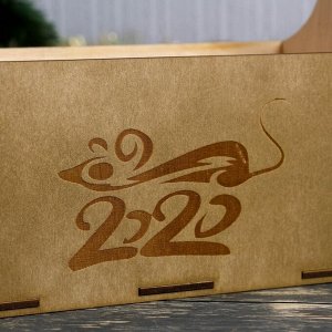 Кашпо флористическое "2020!", деревянная ручка, белое золото