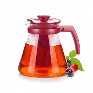 "TEO" Стеклянный чайник 1,25л, с ситечком, цв.красный 646623.20