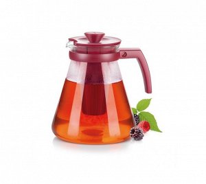 "TEO TONE" Стеклянный чайник 1,7л, с ситечком, цв.красный 646625.20