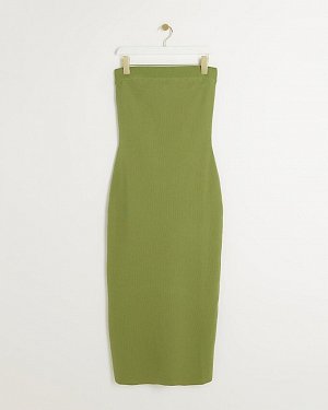 Зеленое трикотажное платье-бандо Bodycon Midi