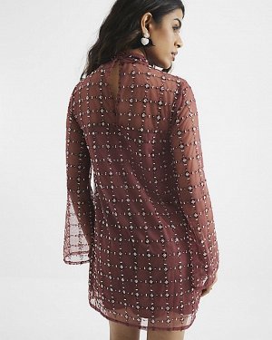 Мини-платье Petite Red с отделкой из сетки