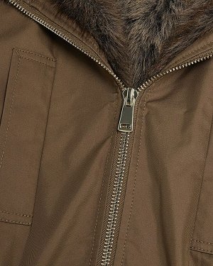 Куртка цвета хаки с отделкой из искусственного меха премиум-класса