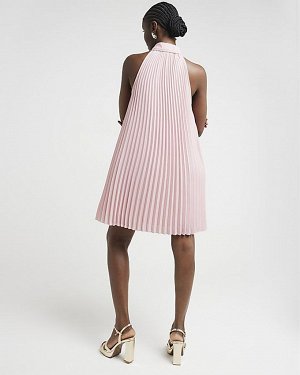 River Island Розовое платье-рубашка мини без рукавов со складками
