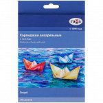 Карандаши акварельные Гамма &quot;Лицей&quot;, 36цв., шестигранные, заточен., с кистью, картон. упак., европодвес