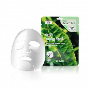 3W Clinic Маска-салфетка 23гр с экстратом зеленого чая (Green Tea) /100/600 шт/