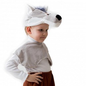 Карнавальный костюм "Волчонок", мех. шапка, накидка на липучке