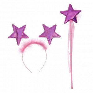 Карнавальный набор «Звезда», ободок, жезл, цвет розовый