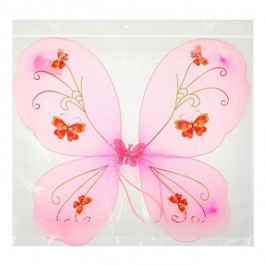 Карнавальные крылья «Бабочка», с бабочками на крыльях, для детей, цвет розовый