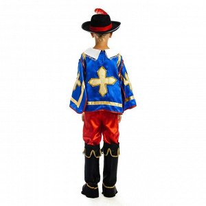 Карнавальный костюм «Мушкетёр», рубашка-накидка, брюки, сапоги, шляпа, р. 28, рост 110 см