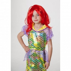 Карнавальный костюм "Русалка", платье, пояс, парик, р-р 32, рост 122-128 см