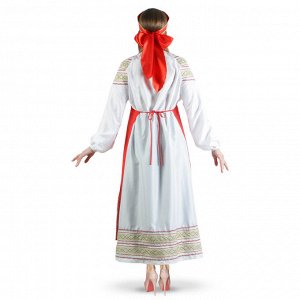 Русский женский костюм &quot;Пелагея&quot;, платье, красный фартук, кокошник, р. 44-46, рост 172 см