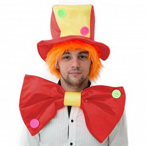 Карнавальный костюм "Клоун", шляпа с волосами, бант