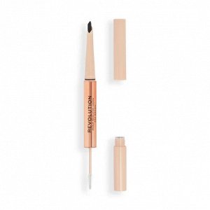 Карандаш д/бровей и гель/фиксации контурный Makeup Revolution Fluffy Dark Brown
