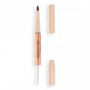 Карандаш д/бровей и гель/фиксации контурный Makeup Revolution Fluffy Dark Medium Brown