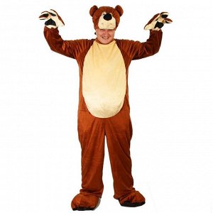 Карнавальный костюм «Бурый медведь», комбинезон, шапка, р. 50-52, рост 180 см, цвета МИКС