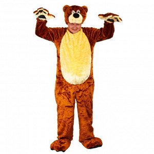 Карнавальный костюм «Бурый медведь», комбинезон, шапка, р. 50-52, рост 180 см, цвета МИКС