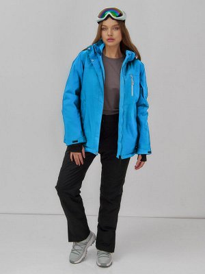 Горнолыжная куртка женская зимняя синего цвета 7015_1S
