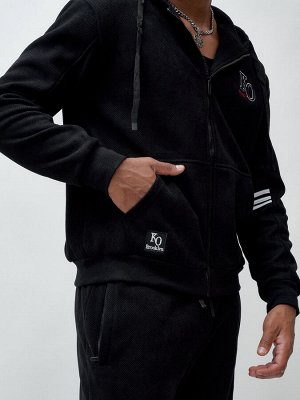 Спортивный костюм мужской демисезонный на флисе черного цвета 336Ch
