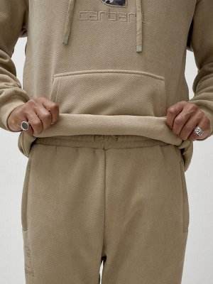 Спортивный костюм мужской демисезонный на флисе бежевого цвета 332B