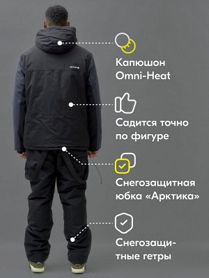 Горнолыжный костюм мужской зимний темно-синего цвета 392TS