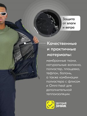 Горнолыжный костюм мужской зимний темно-синего цвета 394TS
