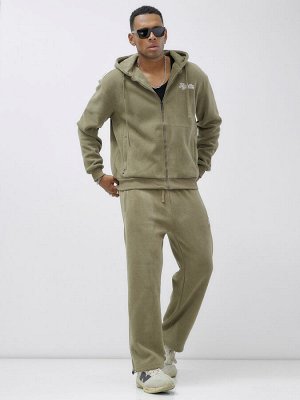 Спортивный костюм мужской демисезонный на флисе цвета хаки 328Kh