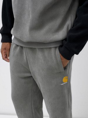 Спортивный костюм мужской демисезонный на флисе серого цвета 322Sr
