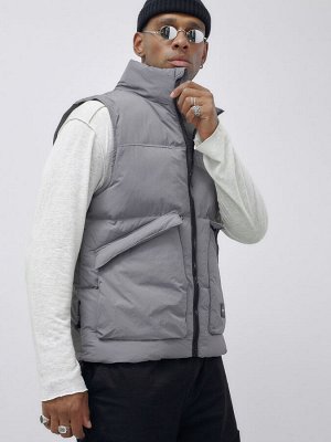 Жилет мужской утепленный спортивный серого цвета 15322Sr