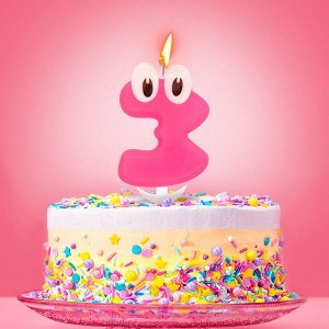 Свеча в торт цифра 3 "С днем рождения, малышка"