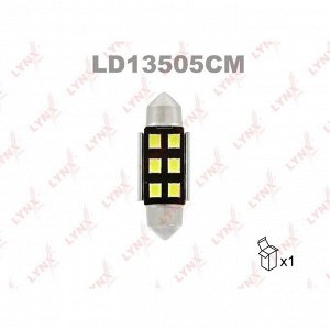 Лампа светодиодная LYNXauto Festoon C5W (SV8.5, T11x35), 12В, 5Вт, 7000К, 1 шт, арт. LD13505CM