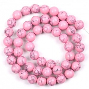Бусины шар №6 "Коралл розовый" камень, 40 см