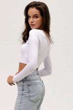 Укороченный кроп топ с длинными рукавами