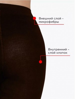 Колготки теплые, мягкие, эластичные благодаря смешению нитей хлопка и микрофибры