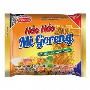 Лапша б/п HAO HAO со вкусом "Жареная лапша креветка с луком" ТМ "Acecook" в пакете, 76г, шт Вьетнам