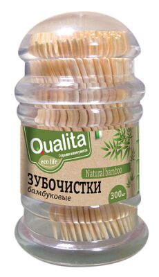 Зубочистки Qualita бамбуковые 300 шт.