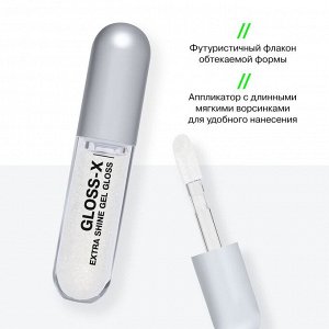 Influence Beauty Гель-блеск для губ "Gloss-X" тон 02 прозрачный с серебряными блестками *  NEW