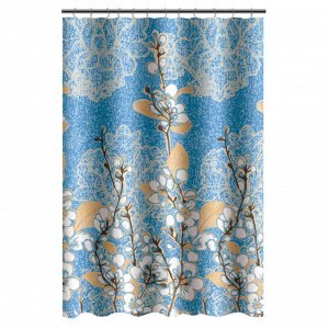 VETTA Шторка для ванной, с утяжелителем, полиэстер, 80 г/м2, 180x180 см, Цветы, 614
