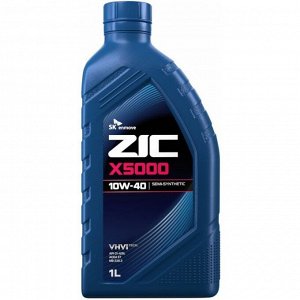 Масло моторное ZIC X5000 10w40, полусинтетическое, API SL/CI-4, ACEA E7, для дизельного двигателя, 1л, арт. 132658