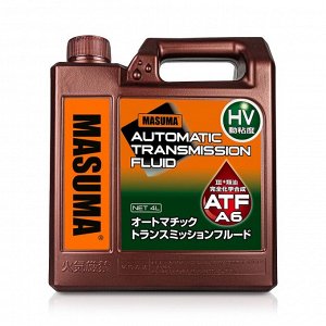 Масло трансмиссионное Masuma ATF A6 HV, синтетическое, для АКПП, 4л, арт. T-103E