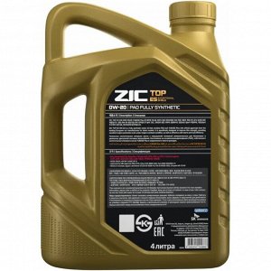 Масло моторное ZIC TOP ES 0w20, синтетическое, API SP, ACEA С6/C5, ILSAC GF-6A, универсальное, 4л, арт. 162045