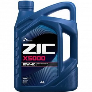 Масло моторное ZIC X5000 10w40, полусинтетическое, API SL/CI-4, ACEA E7, для дизельного двигателя, 4л, арт. 162658